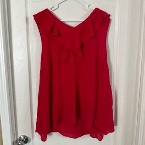 Cato Women’s Ruffle Front Sheer Back Red Blouse Sz 26/28W. MH-217